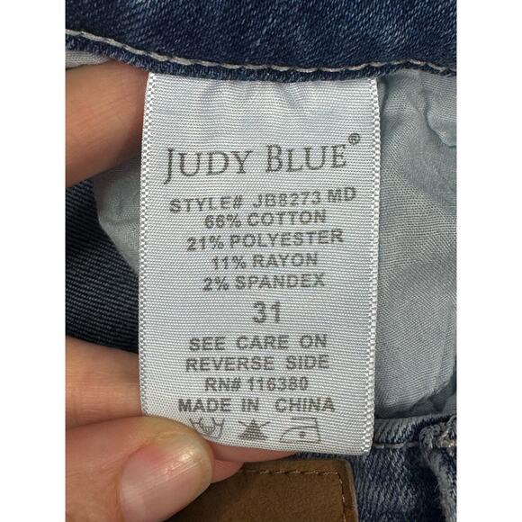 Judy Blue Women's Distressed Relaxed Fit Skinny Stretch Denim Jeans - Sz 31x25.5 - Picture 6 of 6